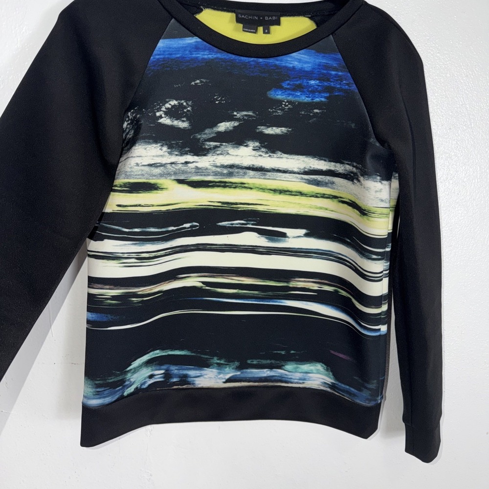 Womens Sachin + Babi‎ Black/Multi Print Long Sleeve Top  2